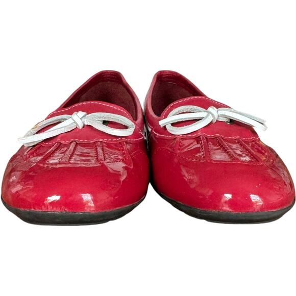 L.L.Bean Coastal Rain Skimmers Patent w/ Plaid Lining Ballet Flat Red 8.5M - Picture 4 of 9